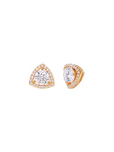 Peora Triangle Halo Stud Earrings - Gold