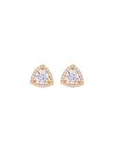 Peora Triangle Halo Stud Earrings - Gold