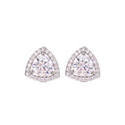 Peora Triangle Halo Stud Earrings - Silver