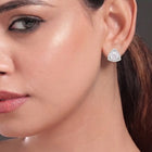 Peora Triangle Halo Stud Earrings - Silver