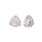 Peora Triangle Halo Stud Earrings - Silver