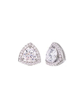 Peora Triangle Halo Stud Earrings - Silver