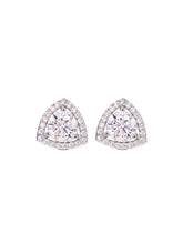 Peora Triangle Halo Stud Earrings - Silver
