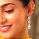 Peora Eternal Love CZ Drop Earrings - Rose Gold