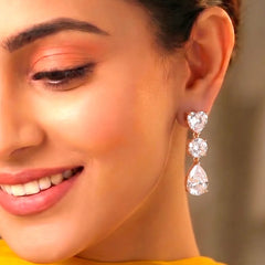 Peora Eternal Love CZ Drop Earrings - Rose Gold