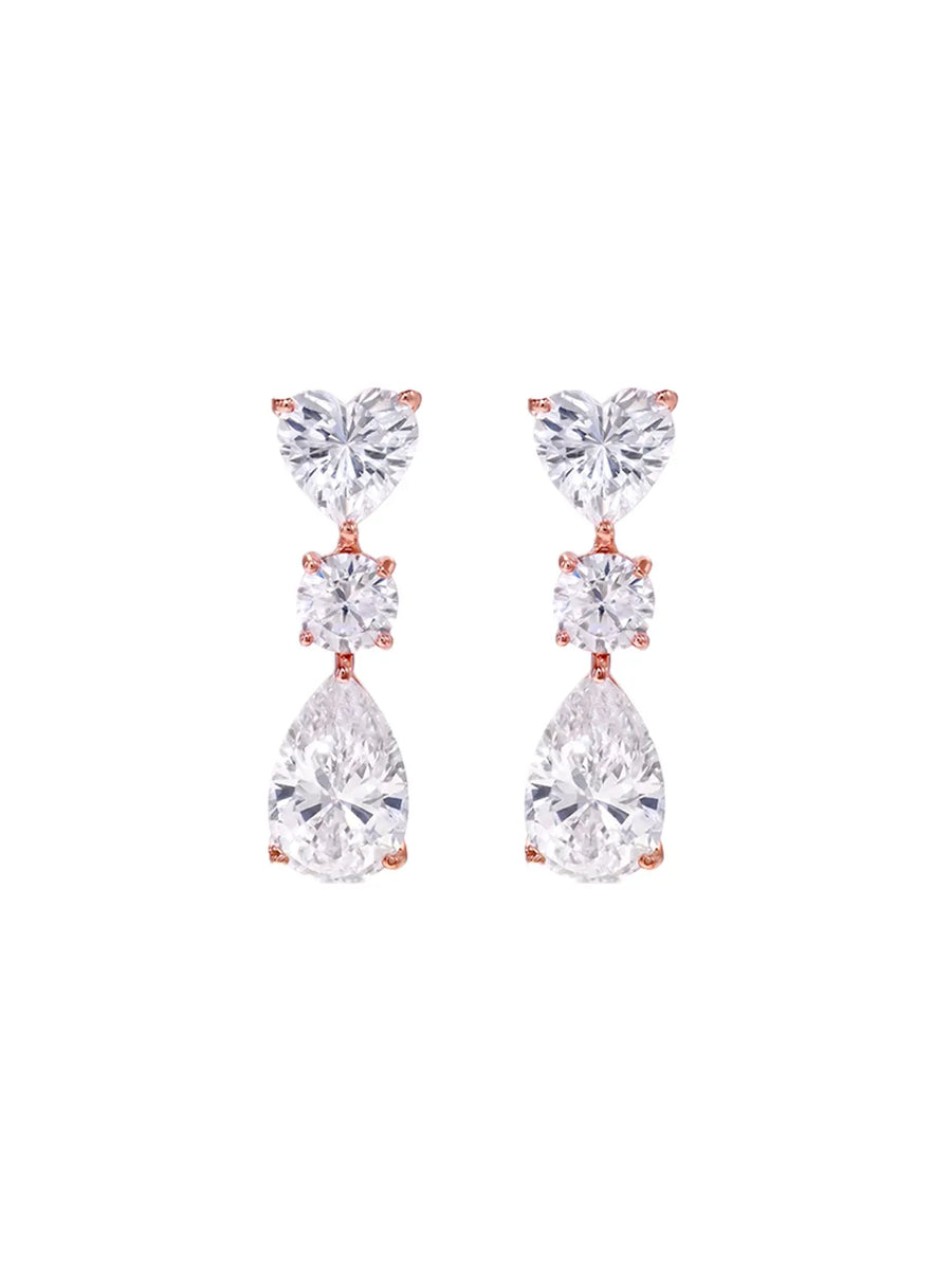 Peora Eternal Love CZ Drop Earrings - Rose Gold