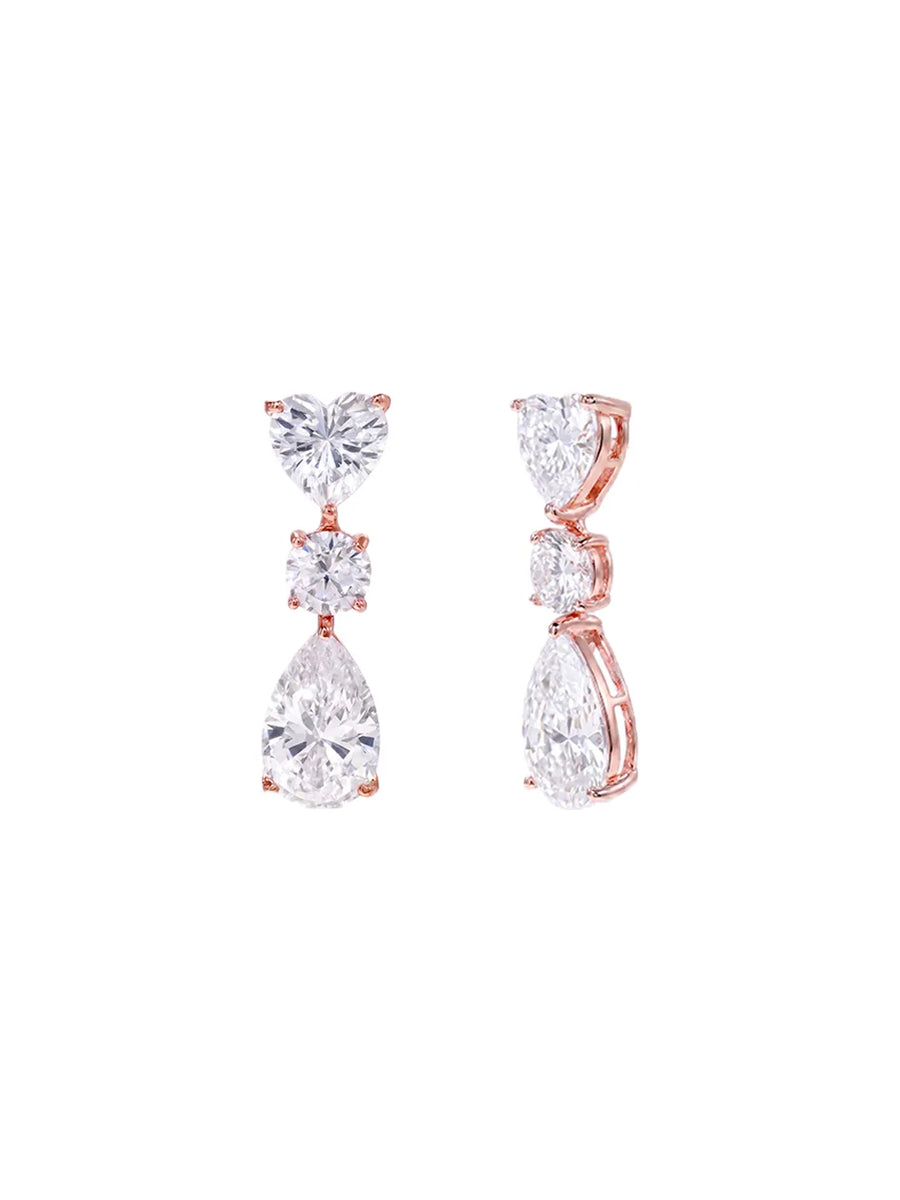 Peora Eternal Love CZ Drop Earrings - Rose Gold