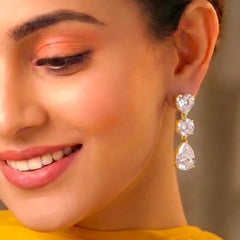 Peora Eternal Love CZ Drop Earrings - Gold