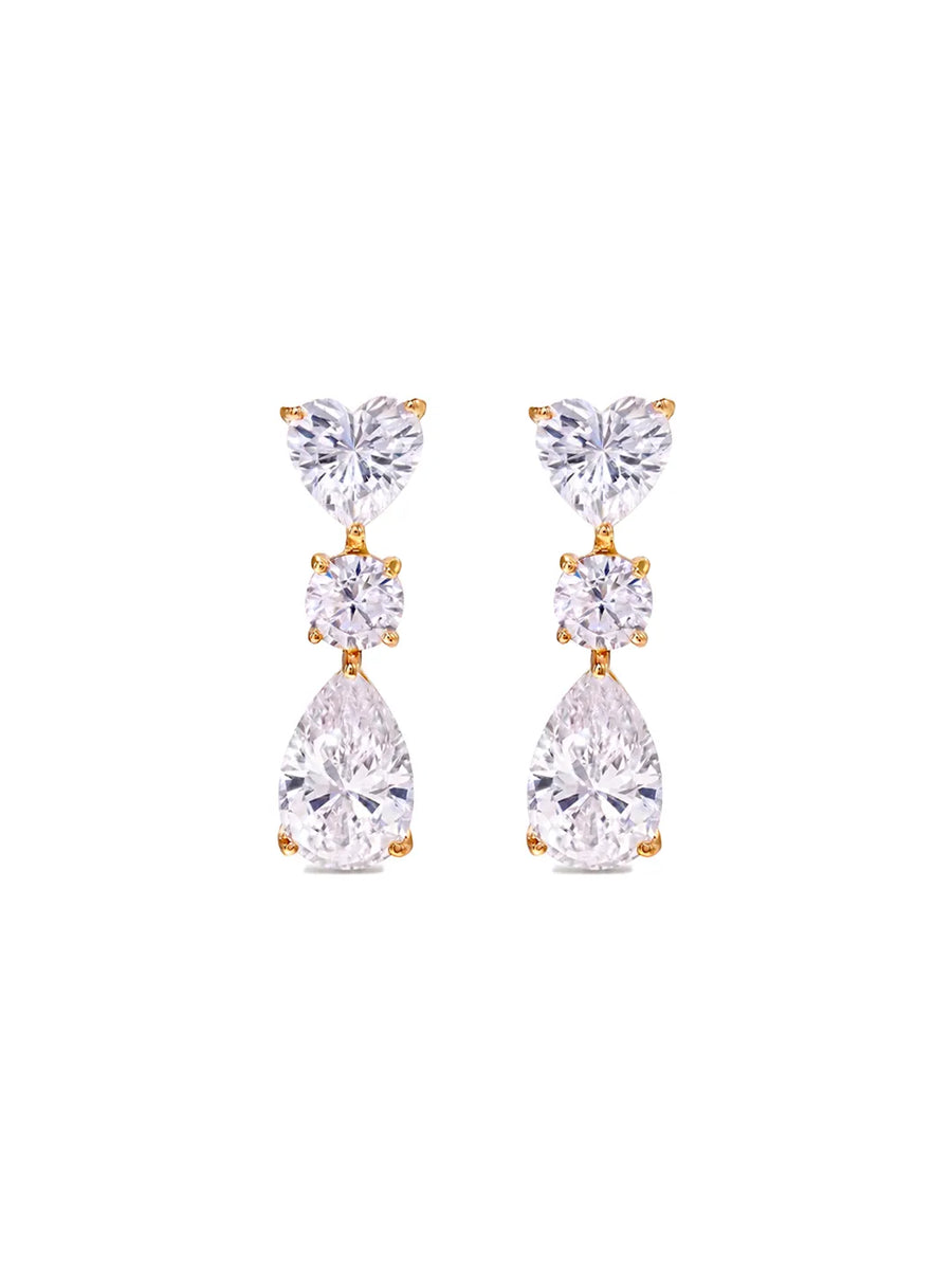 Peora Eternal Love CZ Drop Earrings - Gold