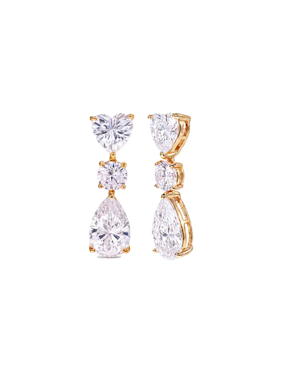 Peora Eternal Love CZ Drop Earrings - Gold
