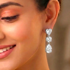Peora Eternal Love CZ Drop Earrings - Silver