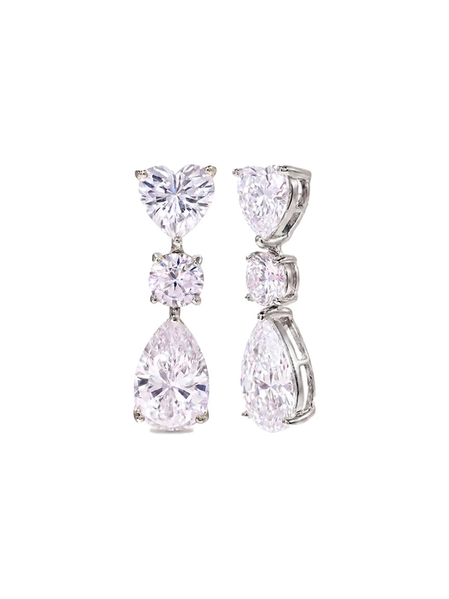 Peora Eternal Love CZ Drop Earrings - Silver