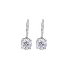 Peora Luxe Solitaire Drop Earrings - Silver