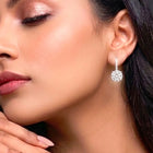 Peora Luxe Solitaire Drop Earrings - Silver