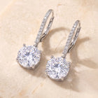 Peora Luxe Solitaire Drop Earrings - Silver
