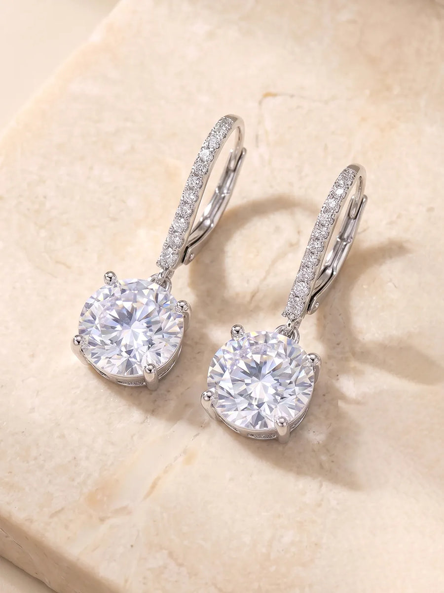 Peora Luxe Solitaire Drop Earrings - Silver