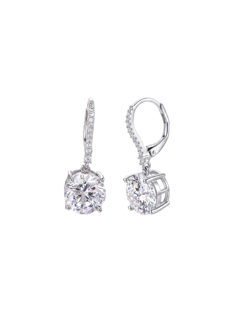 Peora Luxe Solitaire Drop Earrings - Silver