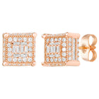 Peora Rose Gold Plated CZ Square Stud Earrings