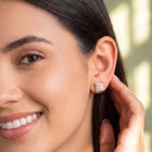 Peora Rose Gold Plated CZ Square Stud Earrings