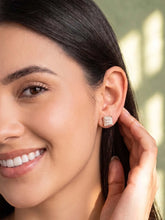 Peora CZ Square Stud Earrings - Rose Gold
