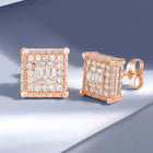 Peora Rose Gold Plated CZ Square Stud Earrings