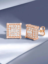 Peora CZ Square Stud Earrings - Rose Gold