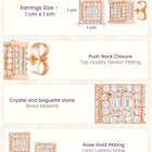 Peora Rose Gold Plated CZ Square Stud Earrings