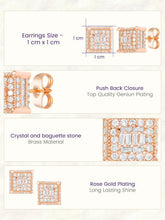 Peora CZ Square Stud Earrings - Rose Gold