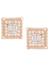 Peora CZ Square Stud Earrings - Rose Gold
