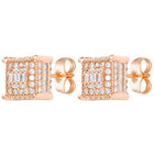 Peora Rose Gold Plated CZ Square Stud Earrings