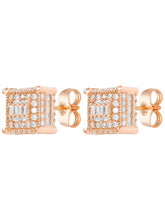 Peora CZ Square Stud Earrings - Rose Gold