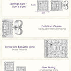 Peora Rhodium Plated CZ Square Stud Earrings