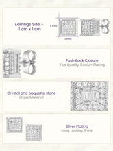 Peora CZ Square Stud Earrings - Silver