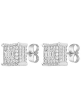 Peora CZ Square Stud Earrings - Silver
