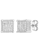 Peora CZ Square Stud Earrings - Silver