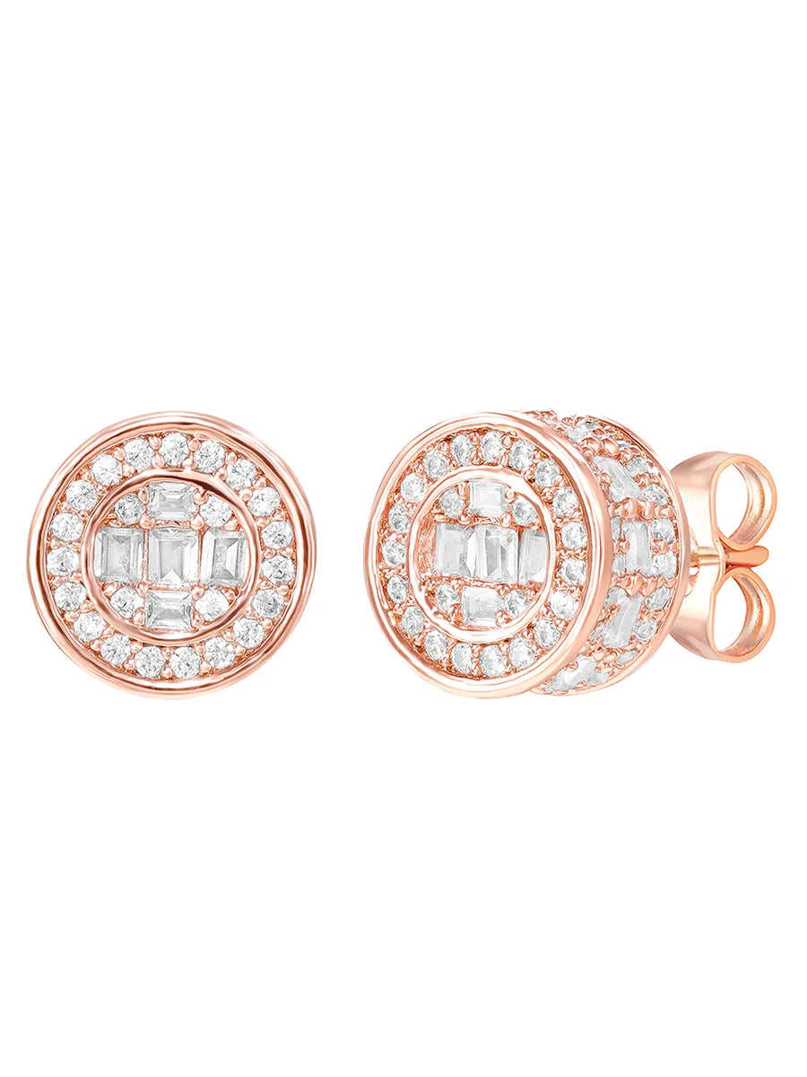 Peora Minimal CZ Stud Earrings - Rose Gold