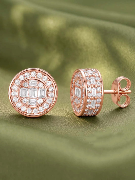 Peora Minimal CZ Stud Earrings - Rose Gold