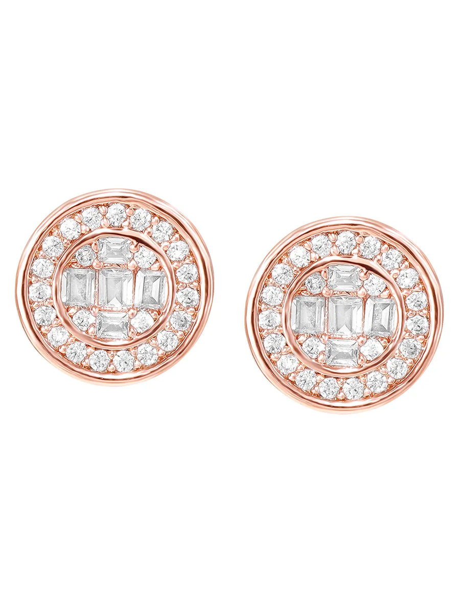 Peora Minimal CZ Stud Earrings - Rose Gold