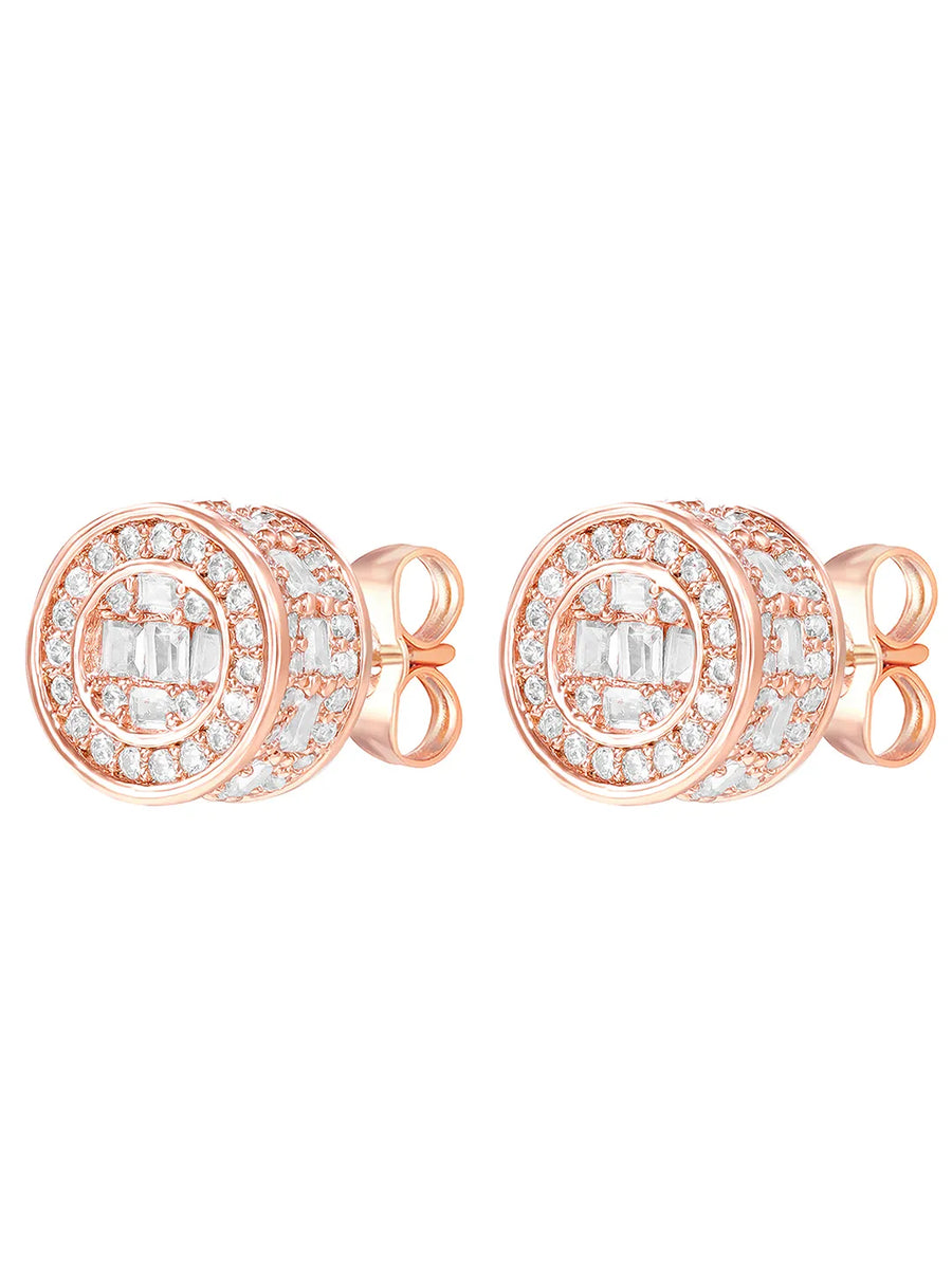 Peora Minimal CZ Stud Earrings - Rose Gold