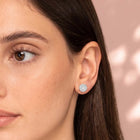 Peora Minimal CZ Stud Earrings - Silver