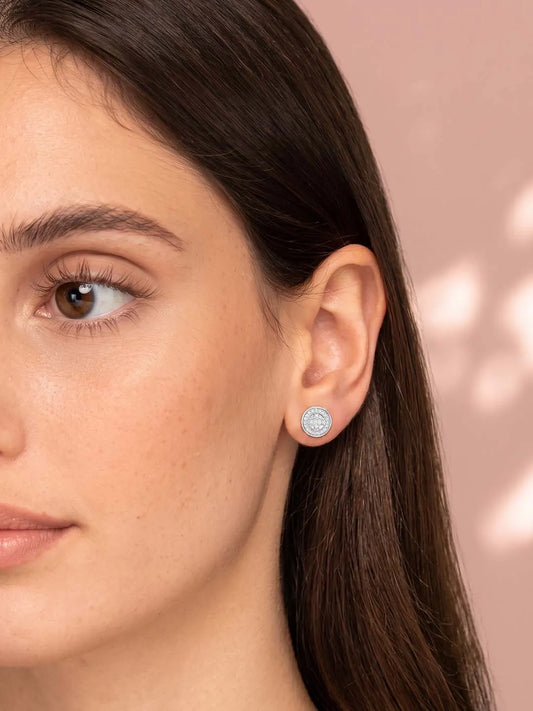 Peora Minimal CZ Stud Earrings - Silver