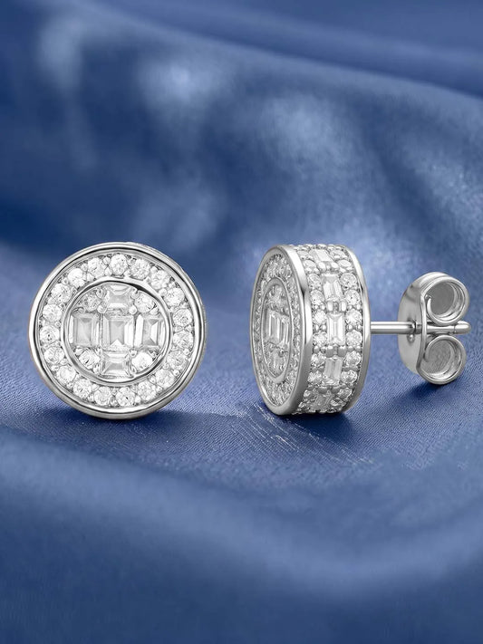 Peora Minimal CZ Stud Earrings - Silver