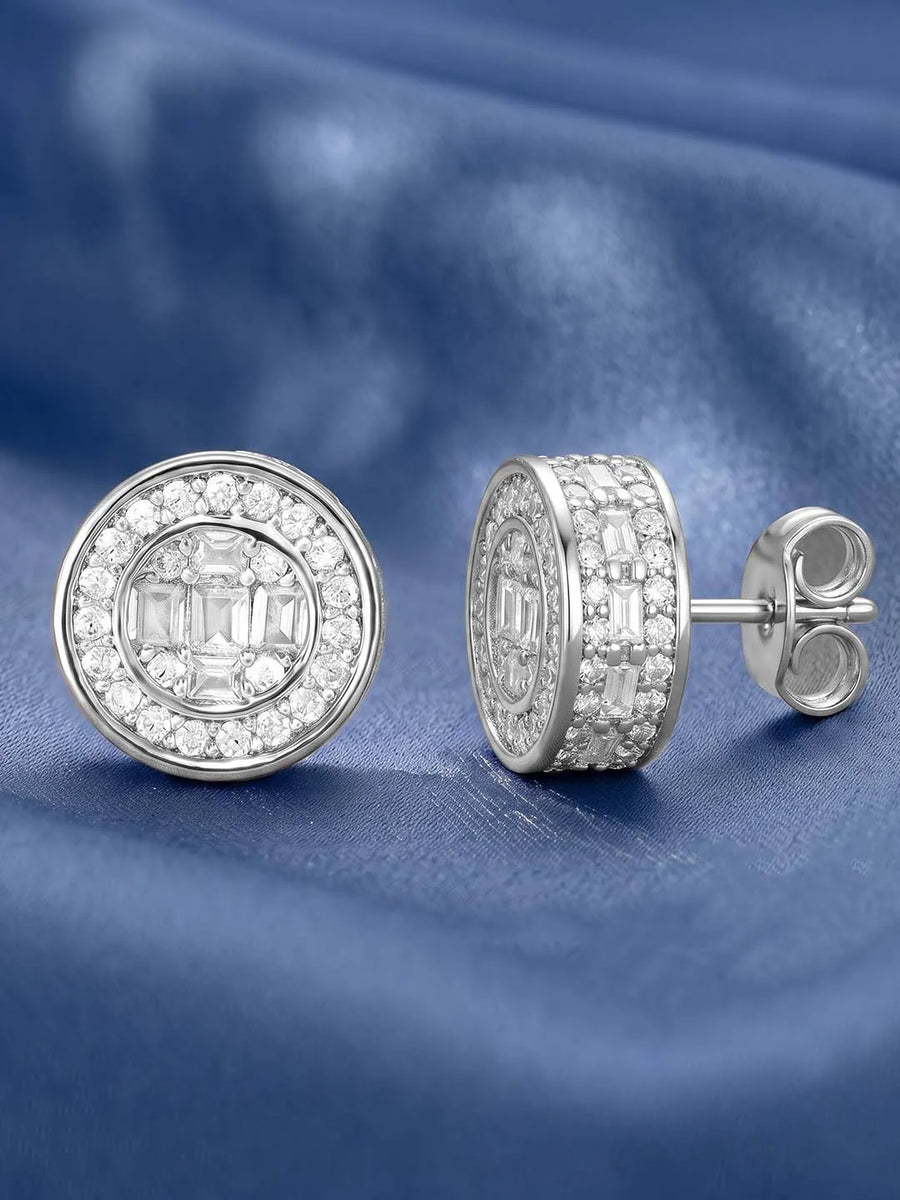 Peora Minimal CZ Stud Earrings - Silver