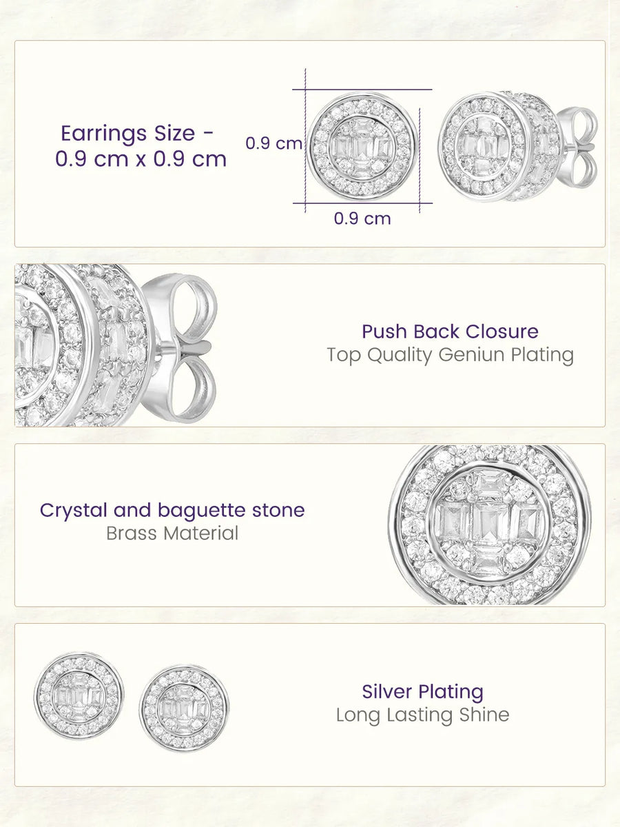 Peora Minimal CZ Stud Earrings - Silver