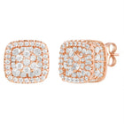 Peora Rose Gold Plated Crystal Cluster Stud Earrings