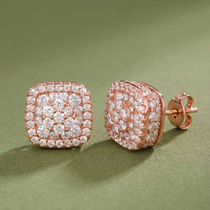 Peora Rose Gold Plated Crystal Cluster Stud Earrings
