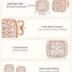 Peora Rose Gold Plated Crystal Cluster Stud Earrings