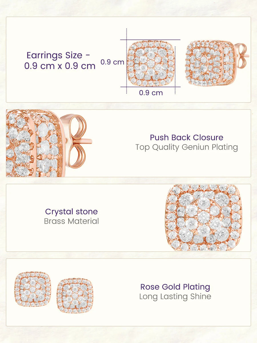 Peora Crystal Cluster Stud Earrings - Rose Gold