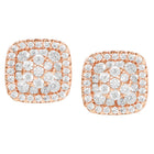 Peora Rose Gold Plated Crystal Cluster Stud Earrings