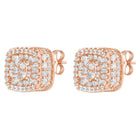 Peora Rose Gold Plated Crystal Cluster Stud Earrings